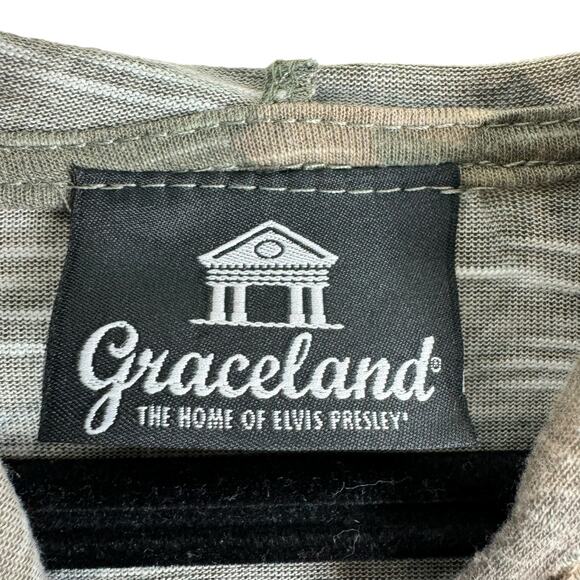 Graceland Home Of Elvis Lightweight Zip Up Hooded Green Camo Long Sleeve Size L - Picture 5 of 7